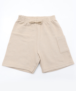 Bermuda Infantil Moletinho Bolso Lateral MR Tam 1 a 3 Bege