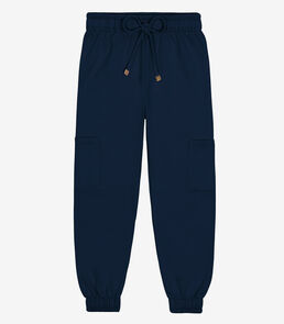 Calça Feminina Cargo Moletom Trick Nick Azul