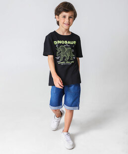 Bermuda Infantil Jeans Bolso Tam 04 a 08 Preto