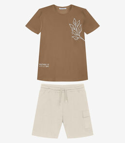 Conjunto Infantil Camiseta Com Bermuda Trick Nick Marrom