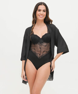 Robe Feminino Recorte Renda Manga 3/4