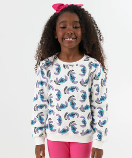 Blusão Infantil Moletom Stitch Tam 4 a 10 Off White