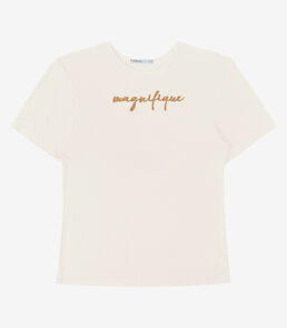 T- shirt em Viscotorcion Feminina Endless Bege
