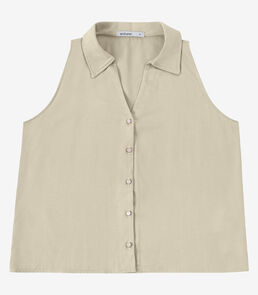 Camisa Feminina Sem Manga Decote V Endless Bege