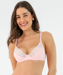 Sutiã Com Base Sem Bojo Renda Marisa Rosa