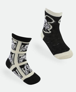 Kit 2 Meias Infantil Estampa Mickey Disney Preto
