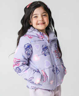 Jaqueta Infantil Puffer Stitch E Angel Tam 4 a 10 Lilás