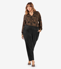 Calça Feminina Courino Plus Size Secret Glam Preto