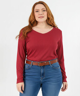 Blusa Plus Size Feminina Canelada Marisa Vermelho