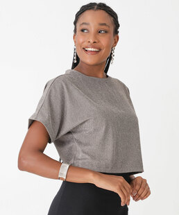 Blusa Cropped Feminina Brilho Lurex Marisa