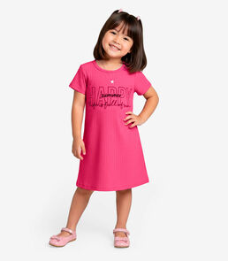 Vestido Infantil Em Ribana Canelada Select Rosa