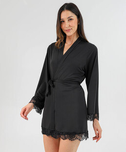 Robe Feminino Curto Preto com Renda Marisa