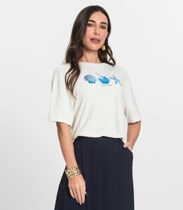 T- Shirt Feminina Manga Curta Endless Bege