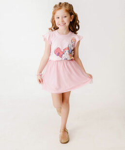 Conjunto Infantil Tule Princesas Disney Tam 4 a 10