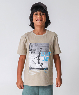Camiseta Juvenil Estampa Basquete Marisa Tam 10 a 16 Cinza