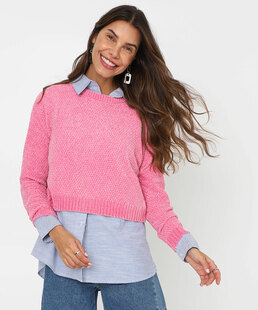 Suéter Feminino Chenille Marisa Rosa