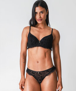 Calcinha Fio Dental Tule Babado Marisa Preto