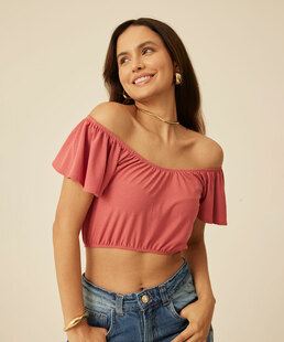 Blusa Cropped Ciganinha Feminina Marisa