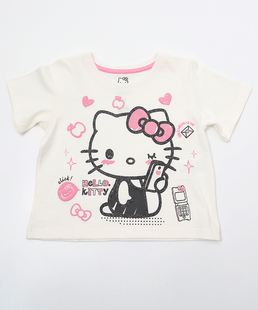 Camiseta Infantil Estampa Hello Kitty Sanrio Tam 1 a 3 Off White