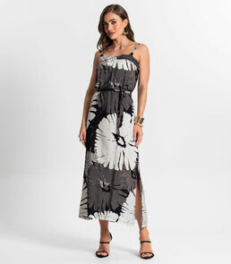 Vestido Midi De Alça Endless Cinza