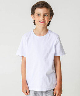 Camiseta Infantil Manga Curta Básica MR Tam 4 a 10 Branco