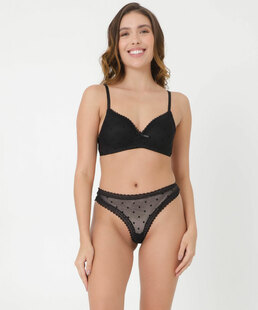 Calcinha Fio Dental Tule Flocado Marisa