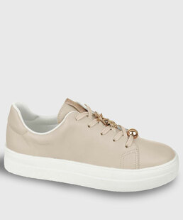 Tênis Casual Feminino Pingentes Bebecê Bege
