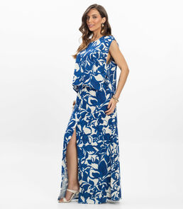 Saia Longa em Linho Feminina Endless Azul