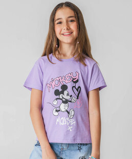 Camiseta Juvenil Mickey Tam 06 a 14 Lilás