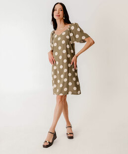 Vestido Feminino Manga Curta Estampa Poá Marisa