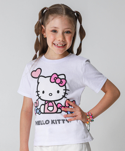 Blusa Infantil Hello Kitty Tam 4 a 10 Branco