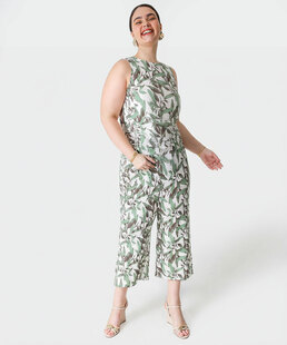 Calça Plus Size Feminina Pantacourt Folhas Marisa Verde
