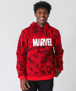 Blusão Masculino Capuz Super Heróis Marvel Vermelho