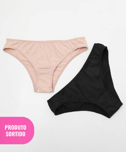 Kit Sortido 2 Calcinhas Biquíni Estampada Bege