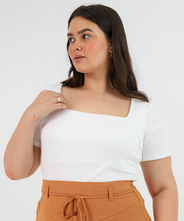 Blusa Feminina Plus Size Canelada Marisa Branca