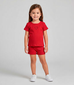 Conjunto Infantil Feminino Blusa e Short Select Vermelho