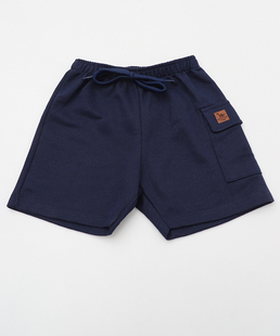 Bermuda Infantil Moletom Cargo MR Tam 1 a 3 Azul