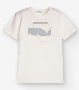 Camiseta Menino em Meia Malha Trick Nick Bege