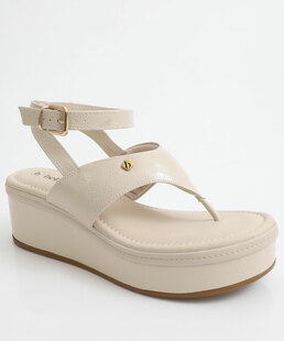 Sandália Feminina Flatform Verniz Bebecê Off White