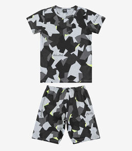 Pijama Infantil Camiseta e Bermuda Select Cinza